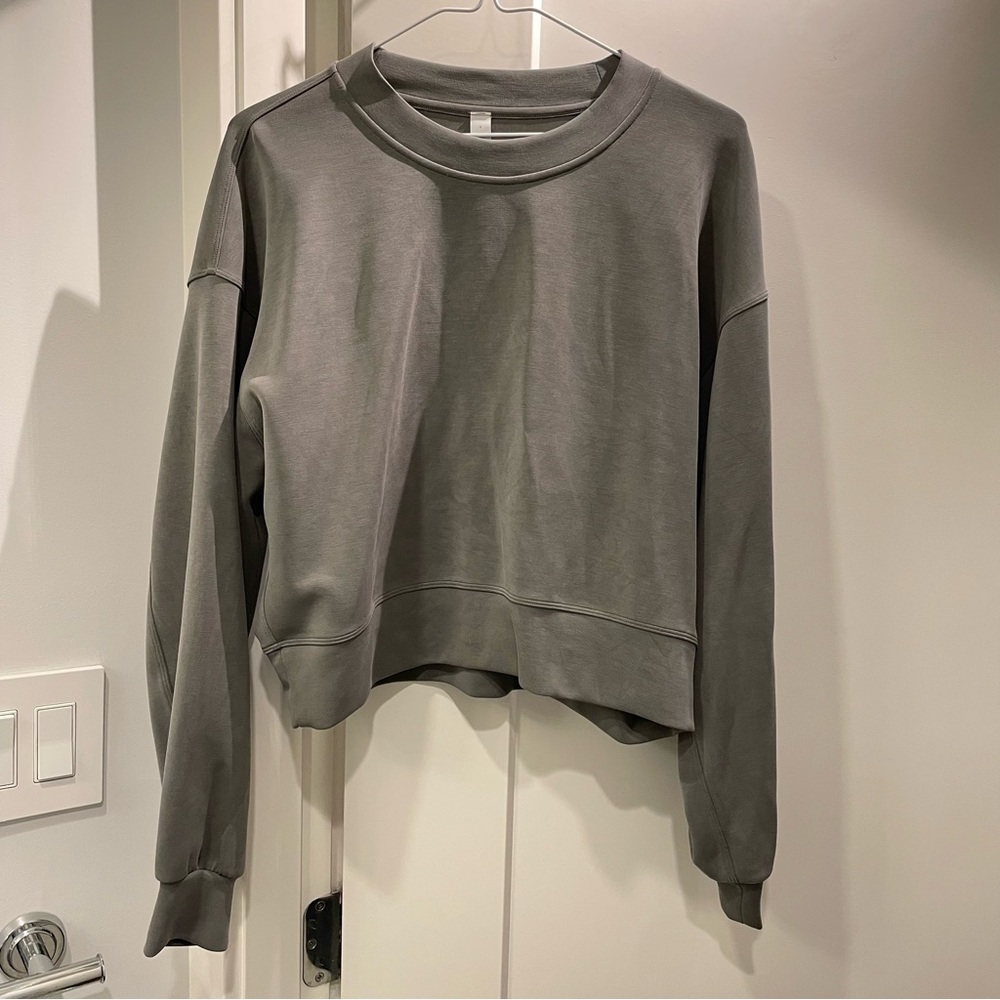 lululemon athletica Olive Green Cropped Crewneck Sweatshirt